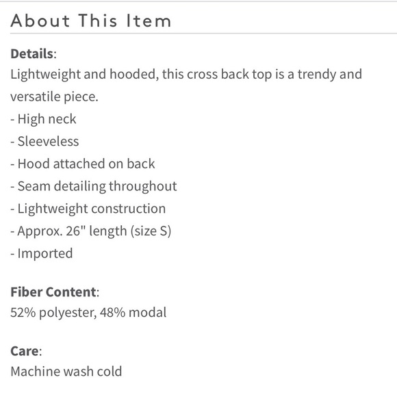 Z By Zella Crossback Sleeveless Hoodie Grey Small - Picture 6 of 7